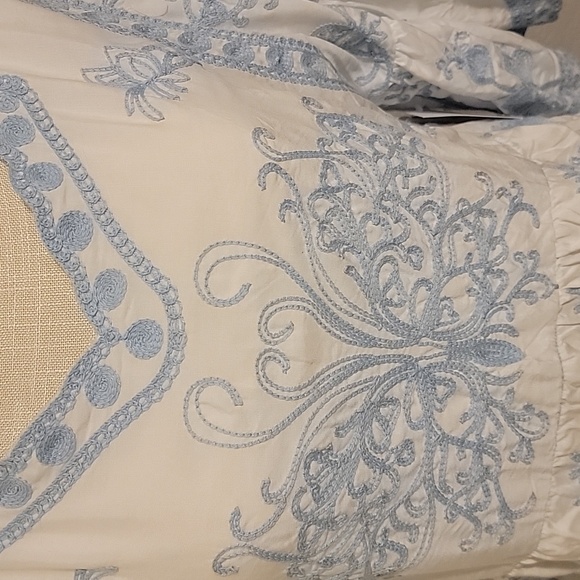 Blue and White Embroidered Women's Top - Picture 2 of 9